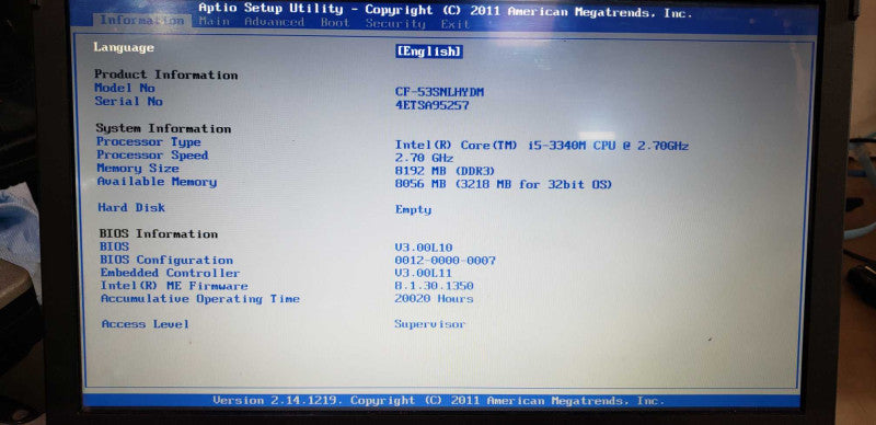 Panasonic CF-53 toughbook i5-3340M @ 2.70ghz / 8gb ram #