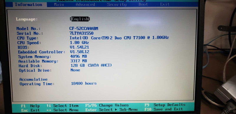 Panasonic CF-52 toughbook  Intel Core 2 Duo T7100 1.80ghz 4gb ram #