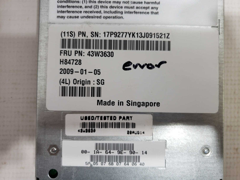 IBM 43W3630 Blade Center S SAS Raid Controller Module H26817 43W3584 [