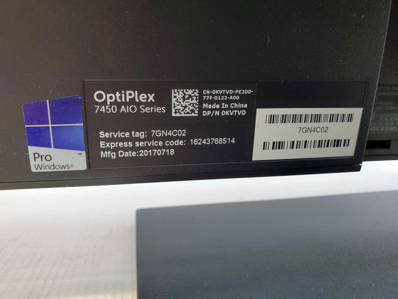 Dell Optiplex 7450 AIO Core i5-7500 @ 3.4 GHz 8GB 256GB SSD *READ* (