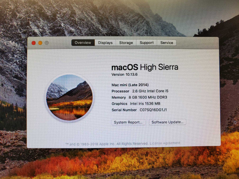 Apple Mac Mini A1347 Late 2014 Core i5-4278U @ 2.60 GHz 8GB RAM No HDD *READ* (