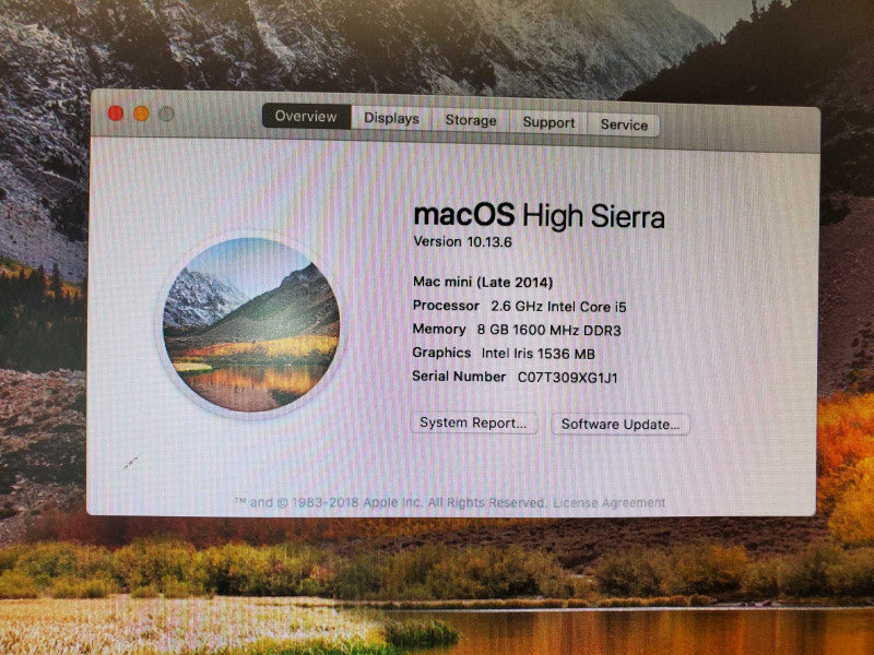 Apple Mac Mini A1347 Late 2014 Core i5-4278U @ 2.60 GHz 8GB RAM No HDD *AS IS* (