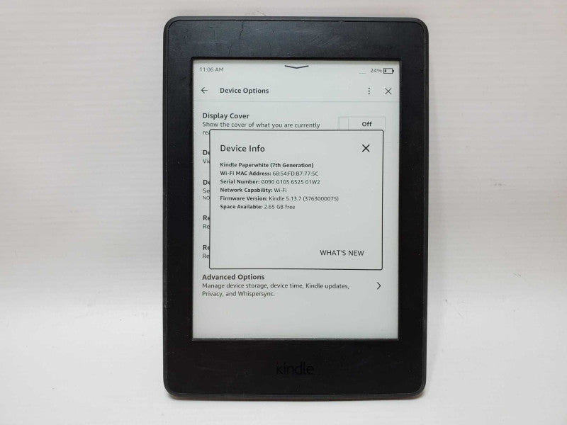 Amazon Kindle Paperwhite Back Lit 6\\" 7th Generation eReader Tablet Ads Black (