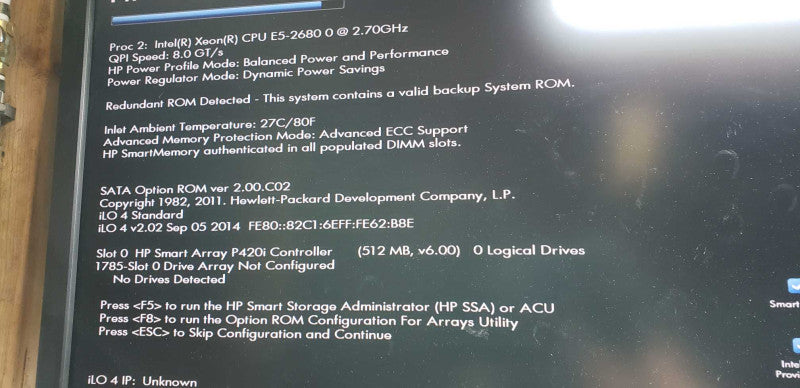 HP Proliant DL360p Gen8 2x Xeon E5-2680 @ 2.70ghz / 256gb ram / P420i Ctrl #