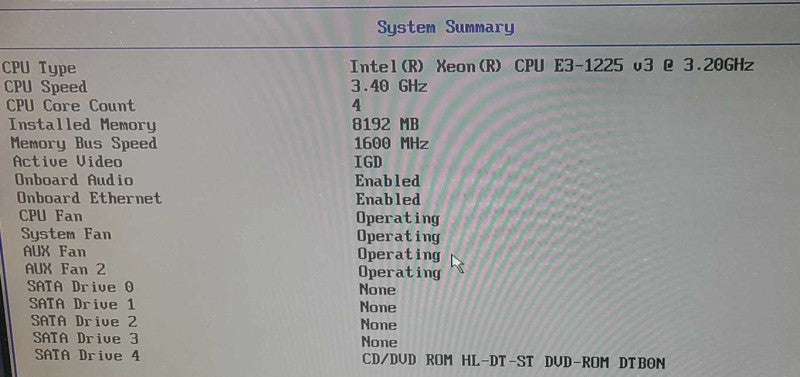 Lenovo Thinkserver TS140 Xeon E3-1225 v3 3.2Ghz 8GB RAM  $