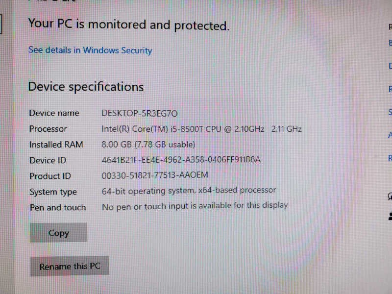 HP EliteDesk 800 G4 Mini Core i5-8500T @ 2.1 GHz - 8Gb - 256GB SSD (
