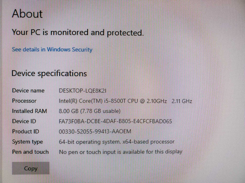 HP EliteDesk 800 G4 Mini Core i5-8500T @ 2.1 GHz - 8Gb - 1TB HDD (