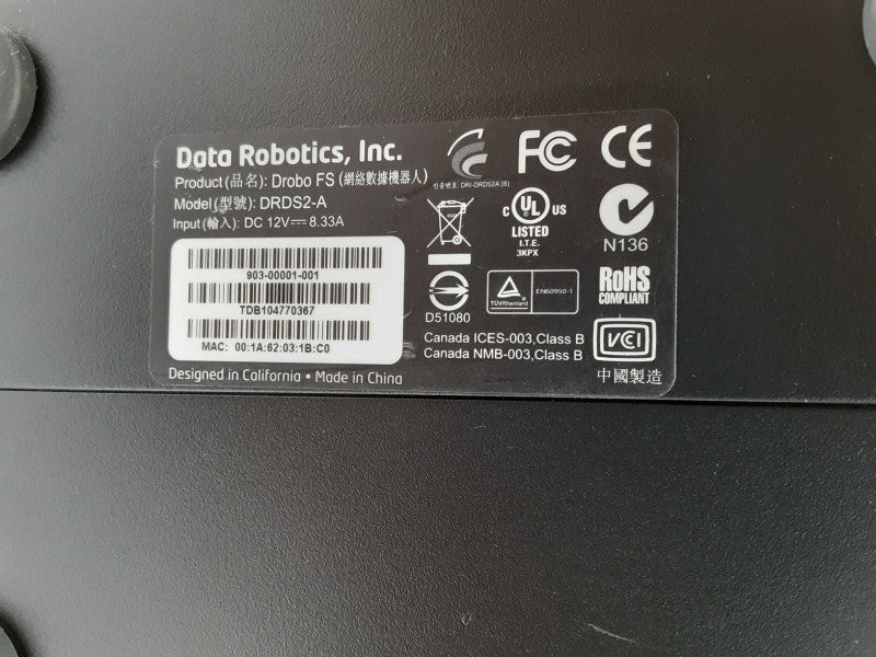 Data Robotics Drobo FS DRDS2-A 4-Bay NAS, Untested AS-IS _