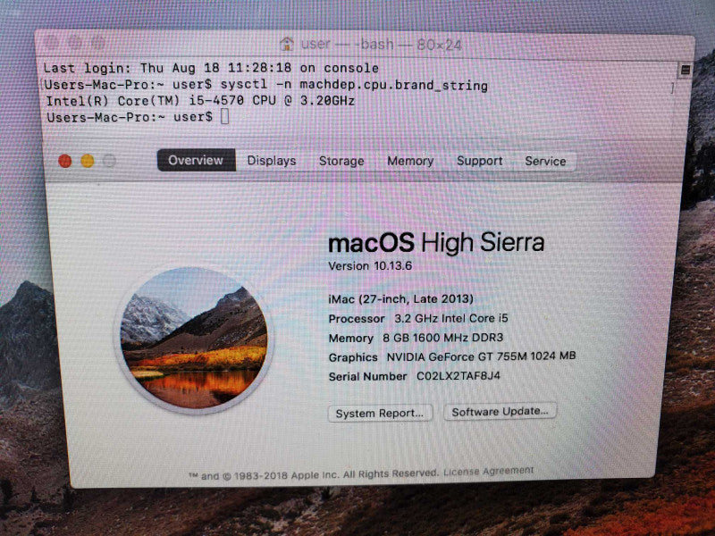 Apple iMac 27\\" A1419 Late 2013 Core i5-4570 @ 3.2Ghz 8 GB, No HDD *READ* (