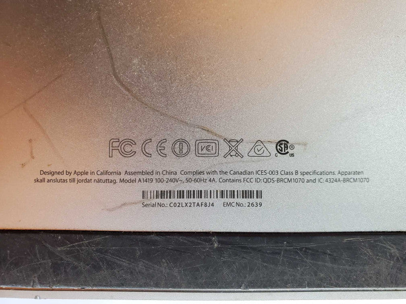 Apple iMac 27\\" A1419 Late 2013 Core i5-4570 @ 3.2Ghz 8 GB, No HDD *READ* (