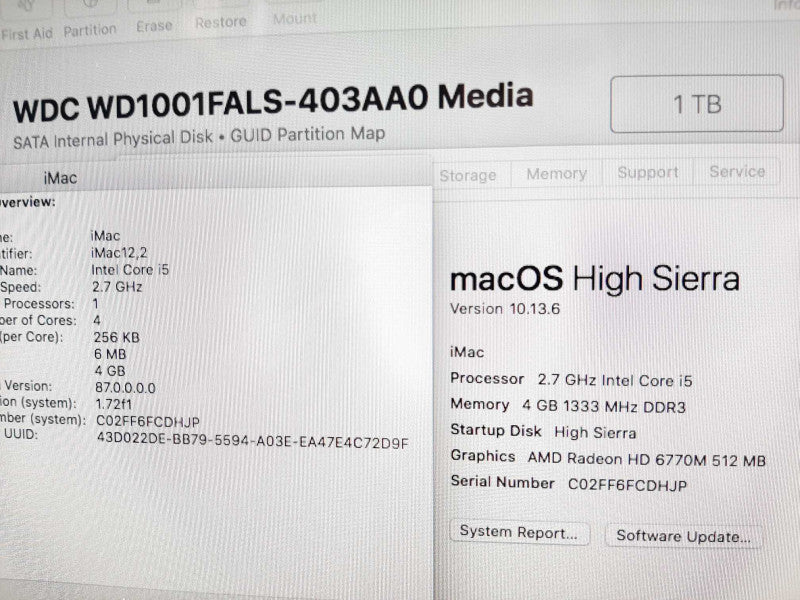 iMac 27\\" - M.2011 A1312, i5-2500S 2.7GHz/4GB, Radeon HD 6770M, 1TB HDD ~