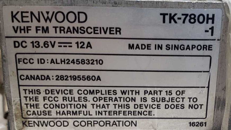 Kenwood TK-780H-1 FCC ALH24583210 [