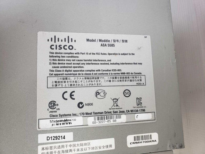 Cisco ASA 5585 ASA 5585-X SSp-10 Network Security/Firewall Appliance [