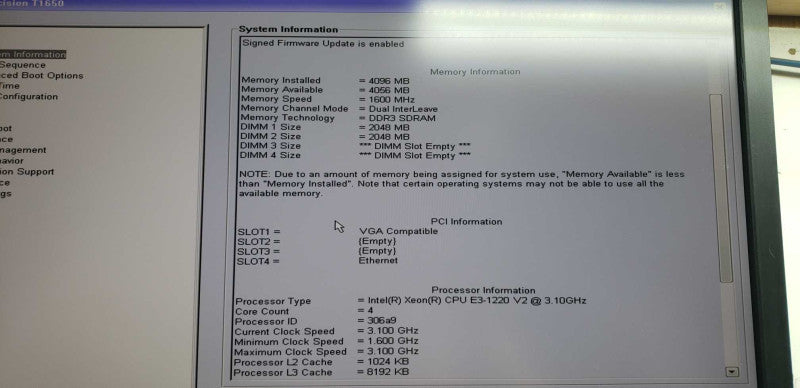 Dell precision T1650 Xeon E3-1220 V2 @ 3.10ghz / 4gb ram / GTX 640 GPU #