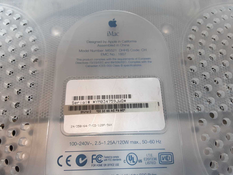 iMac G3 350 Summer 2000 Indigo M5521 EMC 1857, No HDD/RAM, AS-IC _