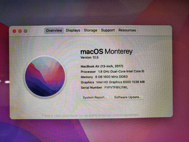 Apple MacBook Air 13\\" 2017 Core i5-5350U @ 1.8 GHz 8GB DDR3 250GB SSD (