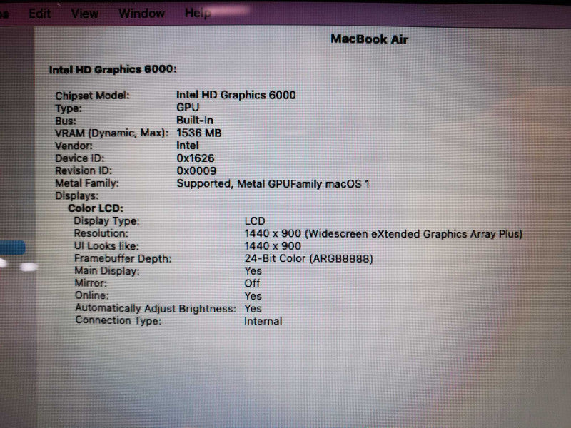 Apple MacBook Air 13" 2017 Core i5-5350U @ 1.8 GHz 8GB DDR3 250GB SSD (