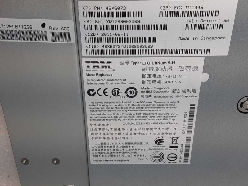 IBM LTO Ultrium 5-H SAS Library Tape Drive 46X6073 46X1364 Tape drive _