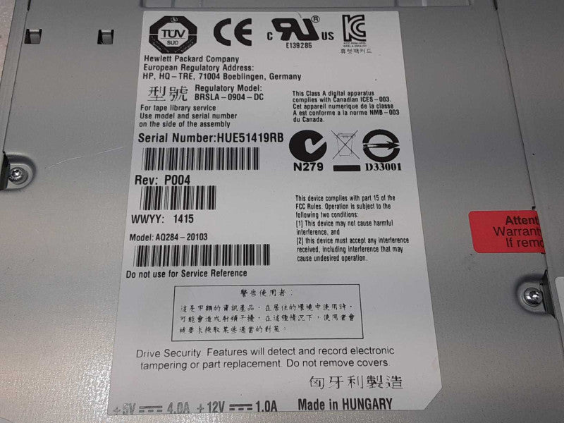 HP BRSLA-0904-DC Internal Tape Drive LTO5 HH SAS 695111-001 _