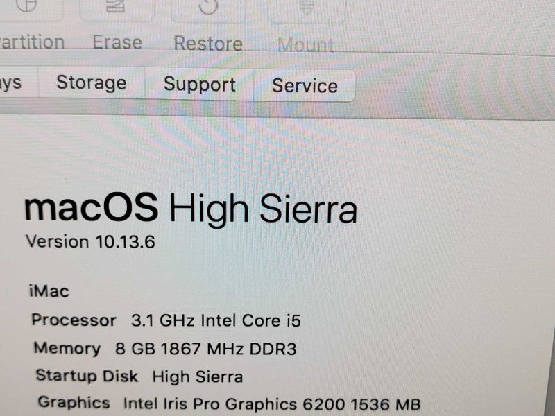 Apple iMac A1418 Late 2015 21.5\\" i5-5675R 3.1GHz 8GB DDR3 1TB HDD (Wiped) |