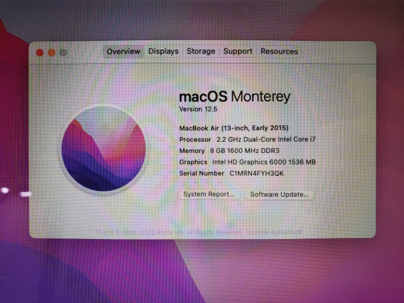 Apple MacBook Air 13\\" 2017 Core i7-5650U @ 2.2 GHz 8GB DDR3 250GB SSD (