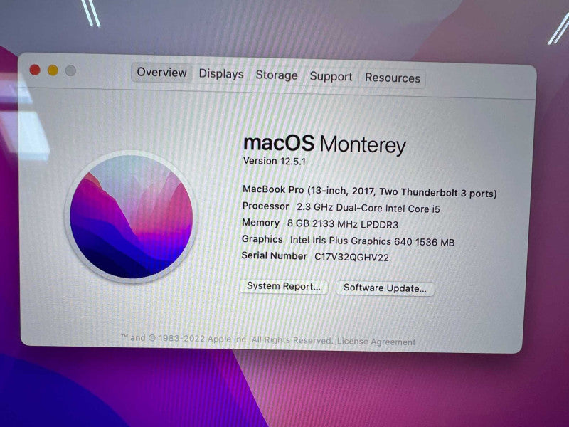 2017 MacBook Pro 13\\" with i5 CPU @ 2.3GHz 8GB RAM & 128GB Storage  -