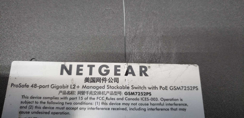 Netgear proSafe GSM7252PS 48x port gigabit L2+ Managed Switch PoE / RESET #