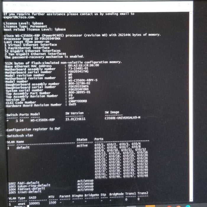 CISCO WS-C3560X-48PF-S 48 PORT POE+ GIGABIT SWITCH=