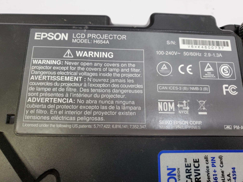 Epson EX7230 Wireless HD WXGA 3LCD Projector,H654A Lamp 3952H used )