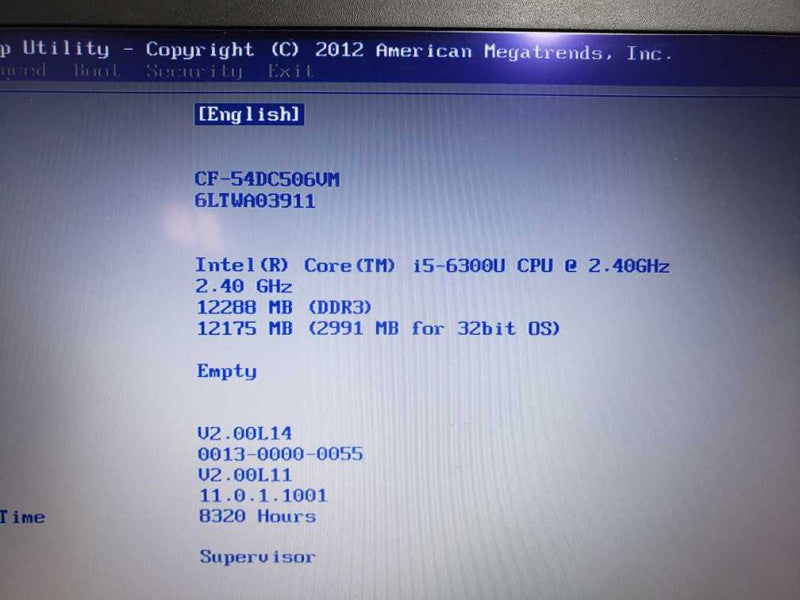 Panasonic Toughbook CF-54 Laptop i5-6300U@2.4GHz 12GB DDR3 1x Battery No HDD [