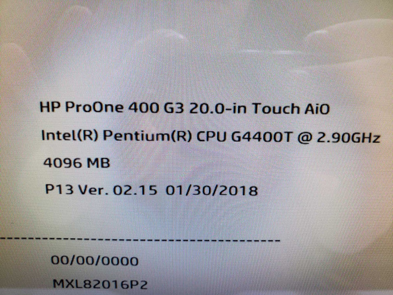 HP ProOne 400 G3 AiO 20\\" Touch, Pentium G4400T 2.9GHz 4GB DDR4 No HDD |