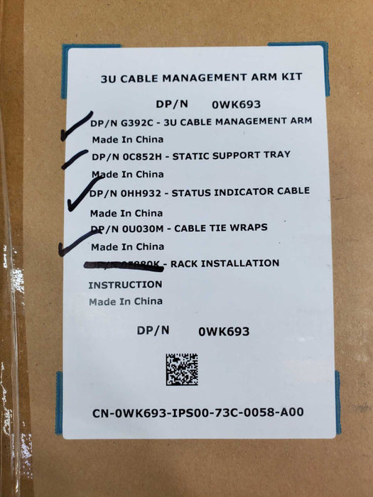 3U Cable Management Arm Kit 0WK693 |