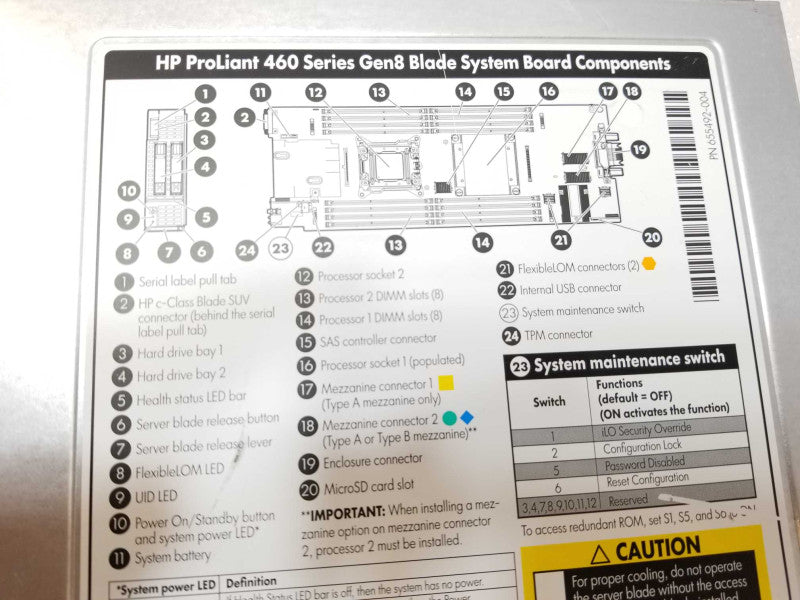 HP BL460c G8 blade Server, 2x Xeon E5-2650v2 2.6GHz, 32GB RAM, No HDD/Caddies _