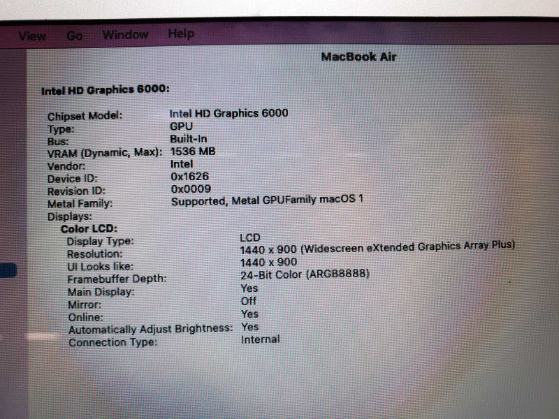 Apple MacBook Air 13\\" 2017 Core i5-5350U @ 1.8 GHz 8GB DDR3 120GB SSD (