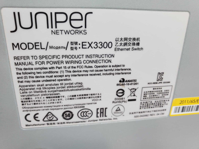 Juniper EX3300-24T EX3300 24-port 4 SFP+ Ports Managed Switch )