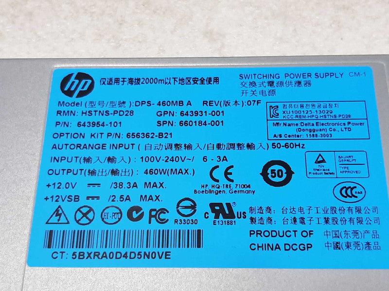 HP DPS-460MB A Switching Power Supply HSTNS-PD28 643954-101 643931-001 460W ~