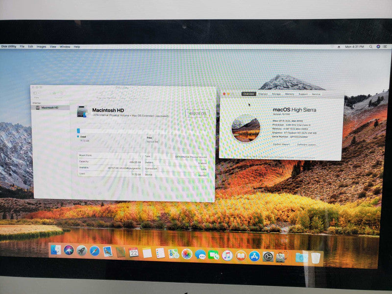 Apple iMac Mid 2010 21.5-inch i3@3.06GHz 4GB DDR3 Radeon HD 4670 500G HDD [