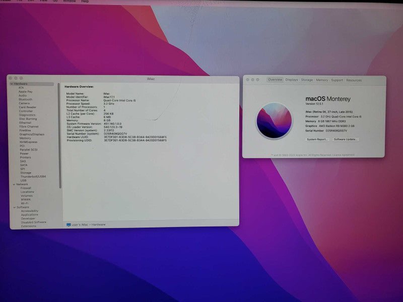 Apple iMac A1419 L.2015 27\\" Intel Core i5-6500 @ 3.2GHz 8GB 1TB HDD R9 M380 )