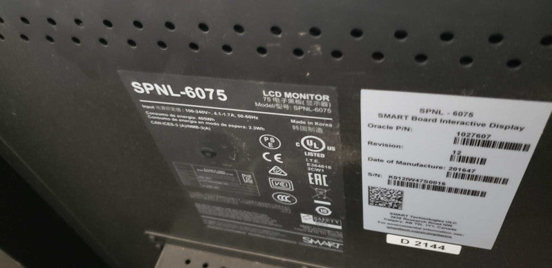 SMART Board 6075 (SPNL-6075) Interactive smart panel 1920 x 1080 / 75in #