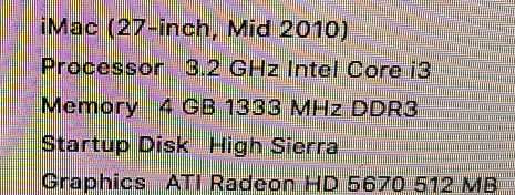 Apple iMac 27\\" Mid 2010 A1312 I3-550 3.2GHz 4GB RAM Radeon HD5670 1TB HDD $