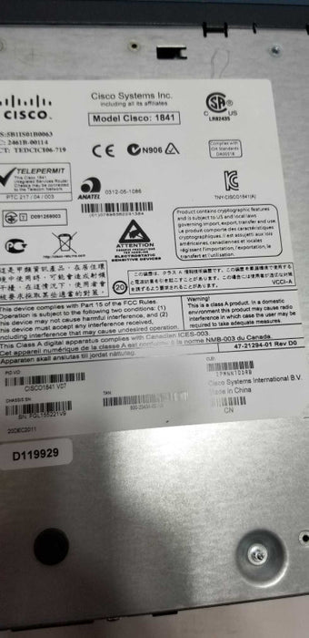 Cisco 1800 Series Integrated Services Router 1841=