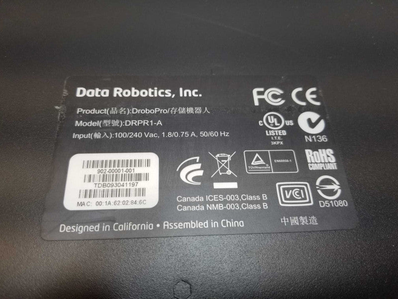 Data Robotics Drobo Pro DRPR1-A 8-Slot DAS, Powers on, No HDD AS-IS _