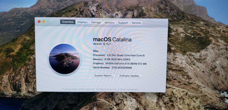MAC 13,2 A1419 I5-3407S @ 2.90ghz / 8gb ram / OS Catelina #