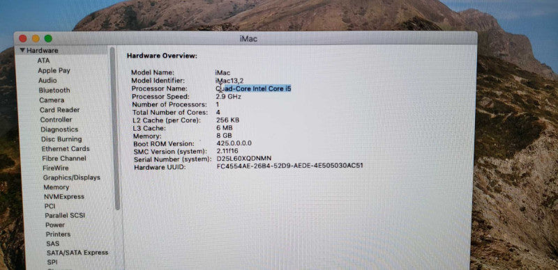 MAC 13,2 A1419 I5-3407S @ 2.90ghz / 8gb ram / OS Catelina #