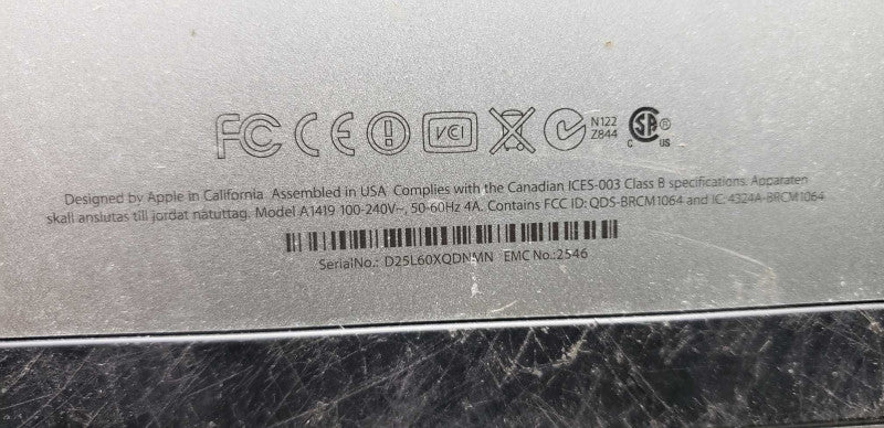 MAC 13,2 A1419 I5-3407S @ 2.90ghz / 8gb ram / OS Catelina #