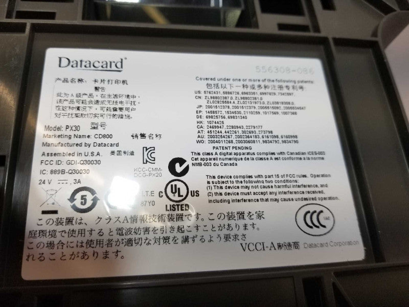 Datacard Entrust CD800 Thermal Transfer Full Color ID Card Printer PX30, AS-IS _