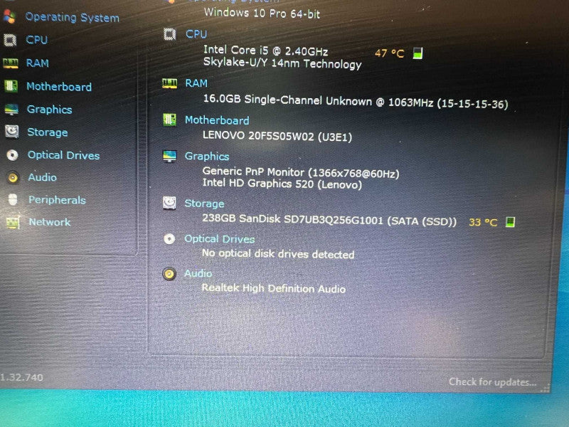Lenovo ThinkPad X260 with i5-6300U 16GB RAM & 256GB SSD Storage READ