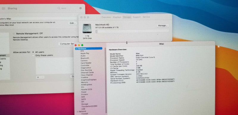 Apple iMac 14,4 - 21.5\\" 2014 - Core i5-4260U 1.40GHz 8GB RAM 1TB HDD =