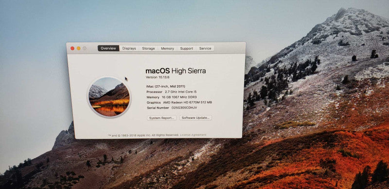 MAC A1312 high Sierra Mid 2011 i5-2500S @ 2.7ghz / 16gb ram / HD 6770M GPU #
