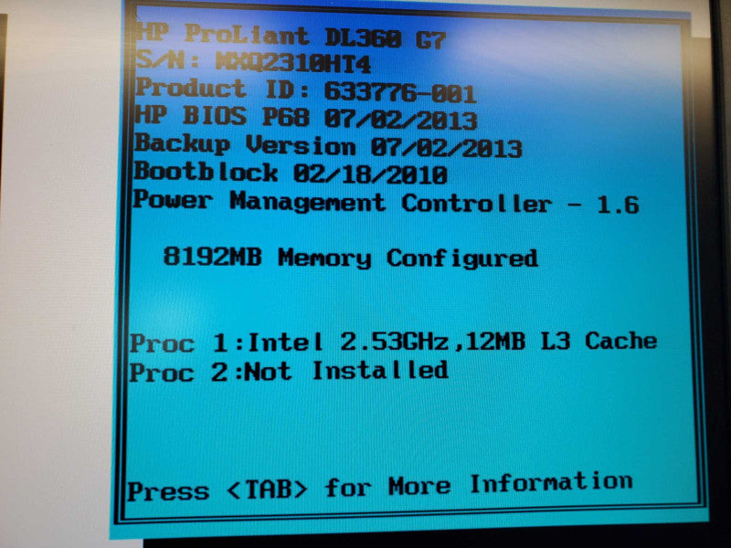 HP ProLiant DL360 G7 E5649 @ 2.13GHz 8GB Ram 4x 2.5\\" No HDD P410i (